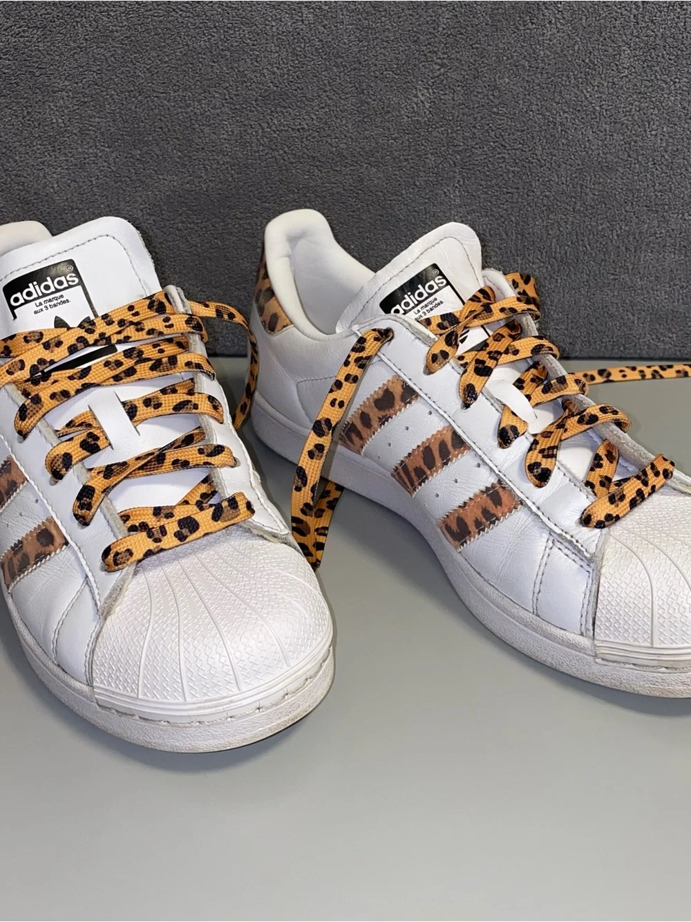 adidas Superstar W White Leopard Print Sneakers Size 7.5
